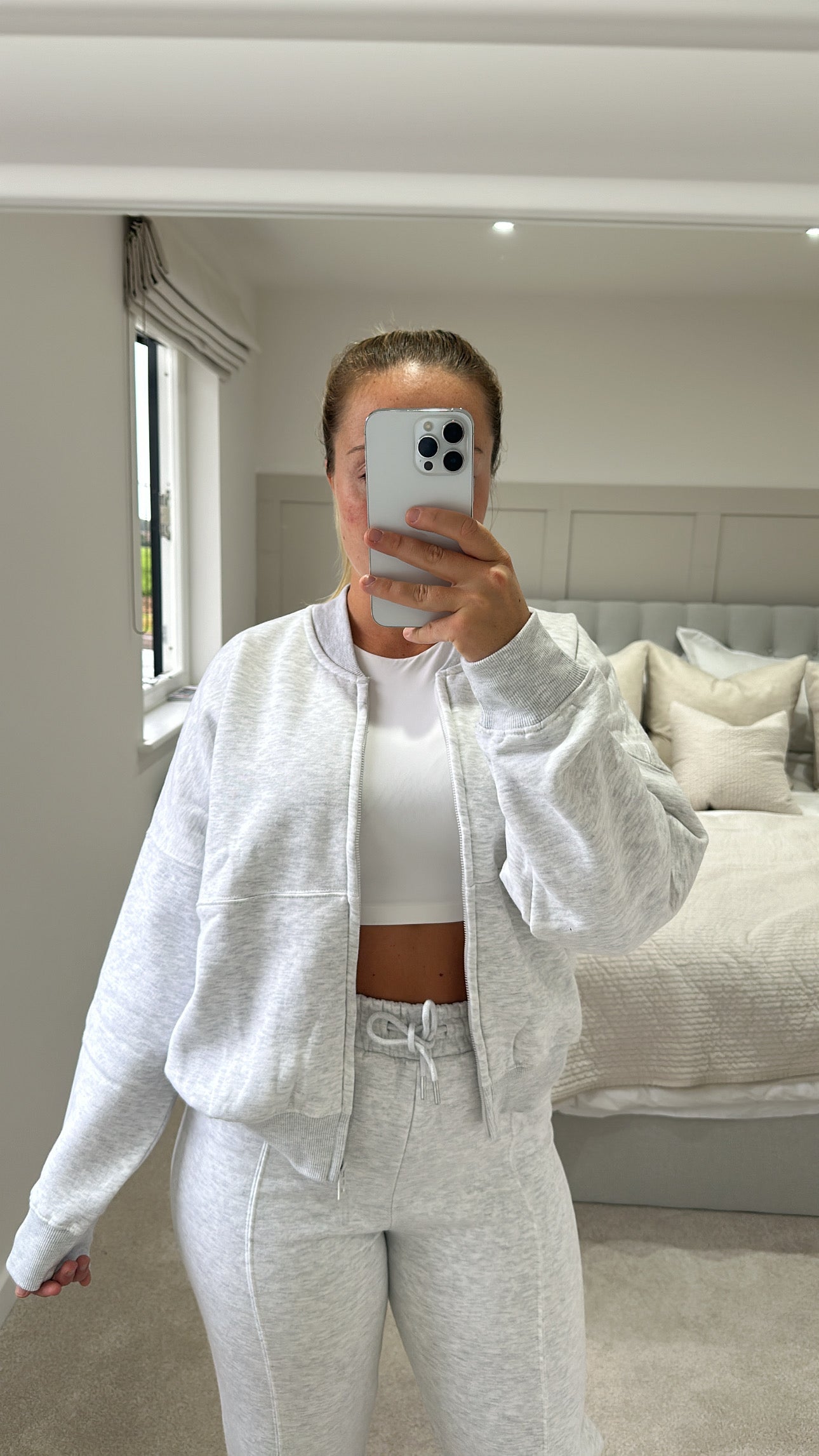 Light grey bomber oversized tracksuit new