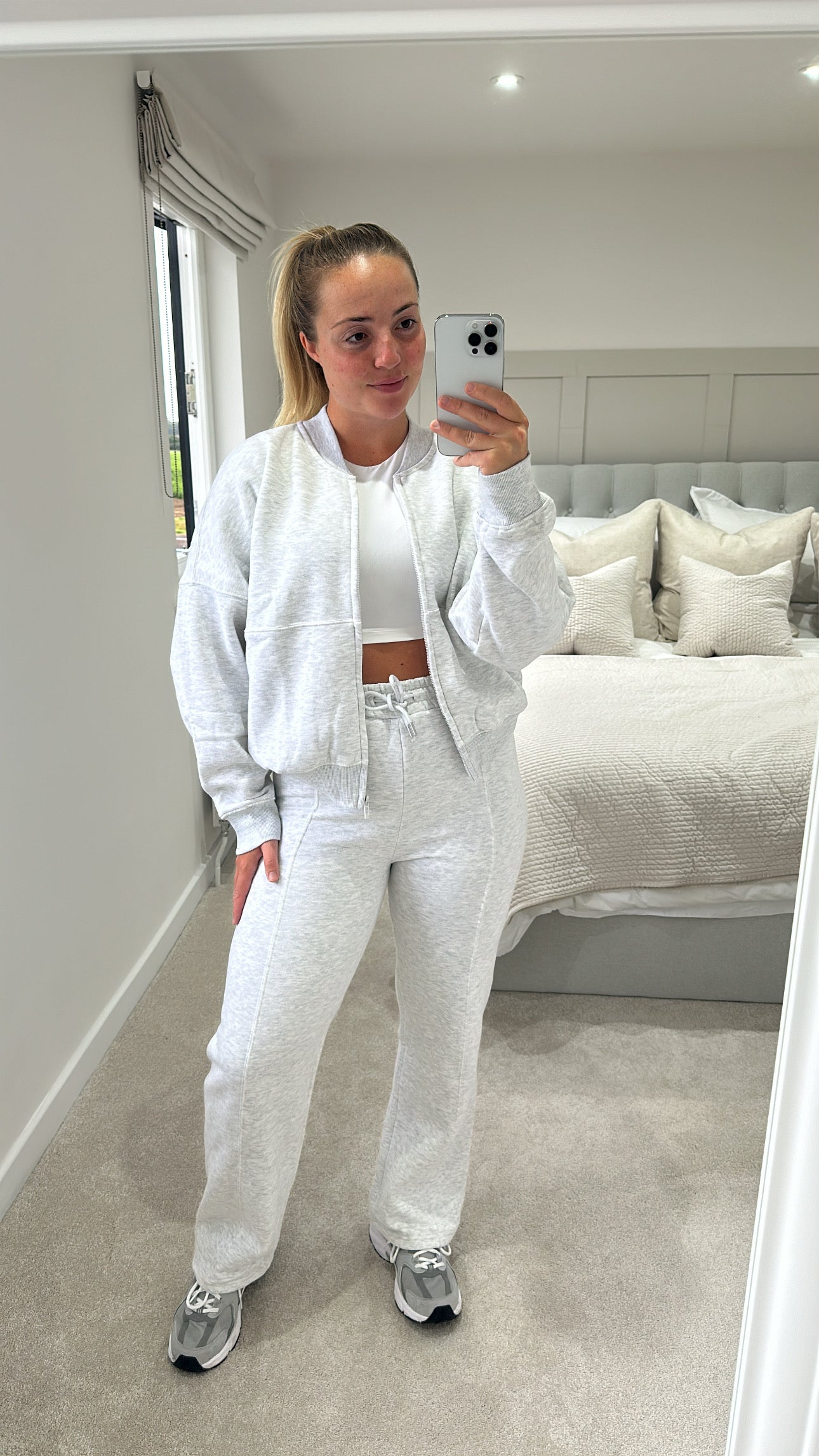 Light grey bomber oversized tracksuit new