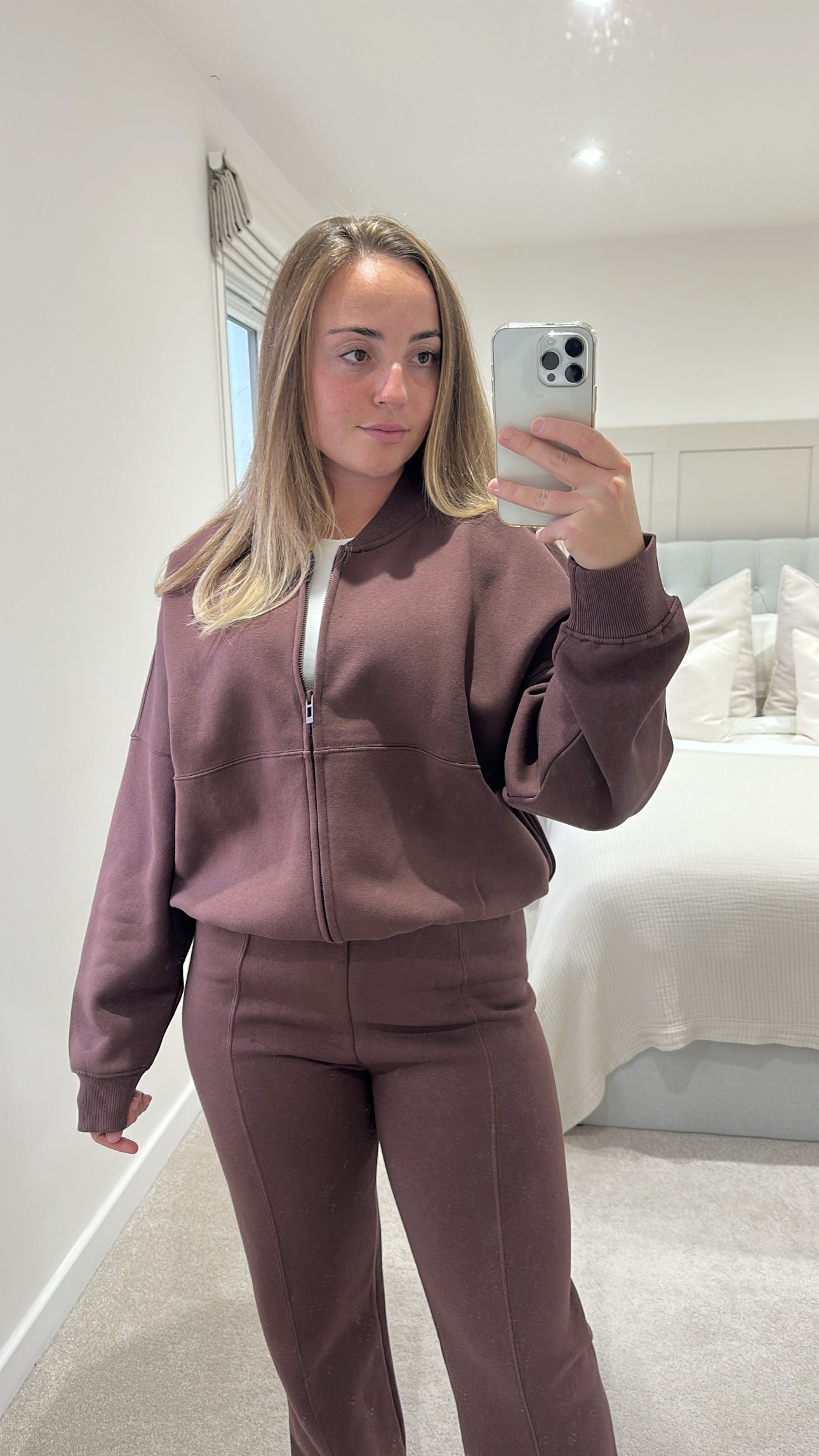 Brown bomber jacket tracksuit