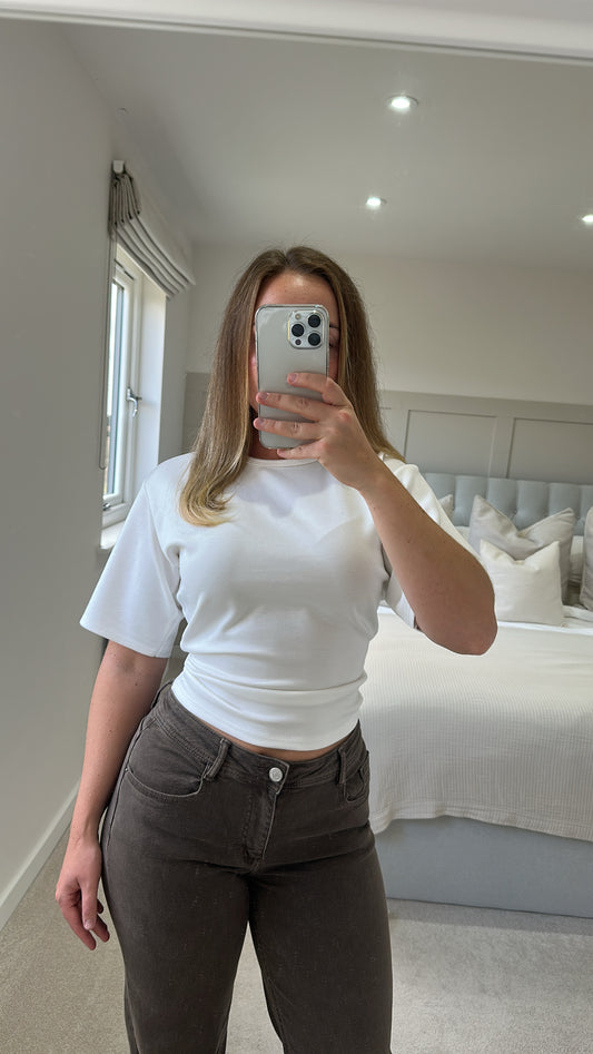 White cinched waist T-shirt