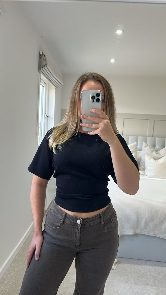 Black cinched waist T-shirt