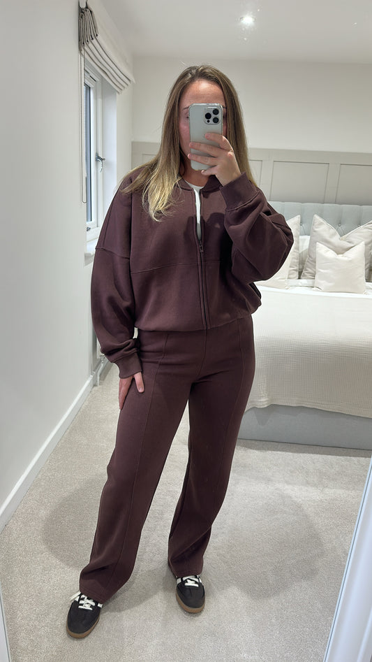 Brown bomber jacket tracksuit