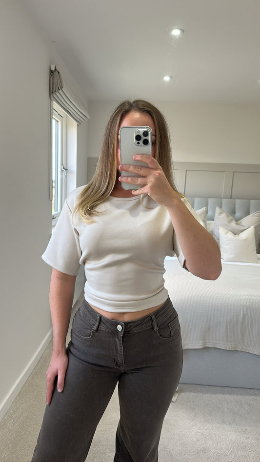 Beige cinched waist T-shirt