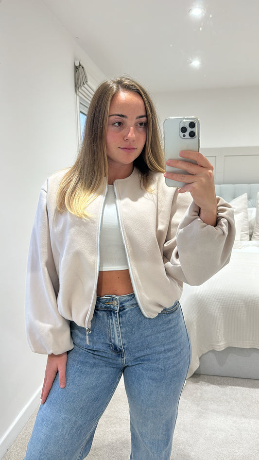 Beige bomber jacket