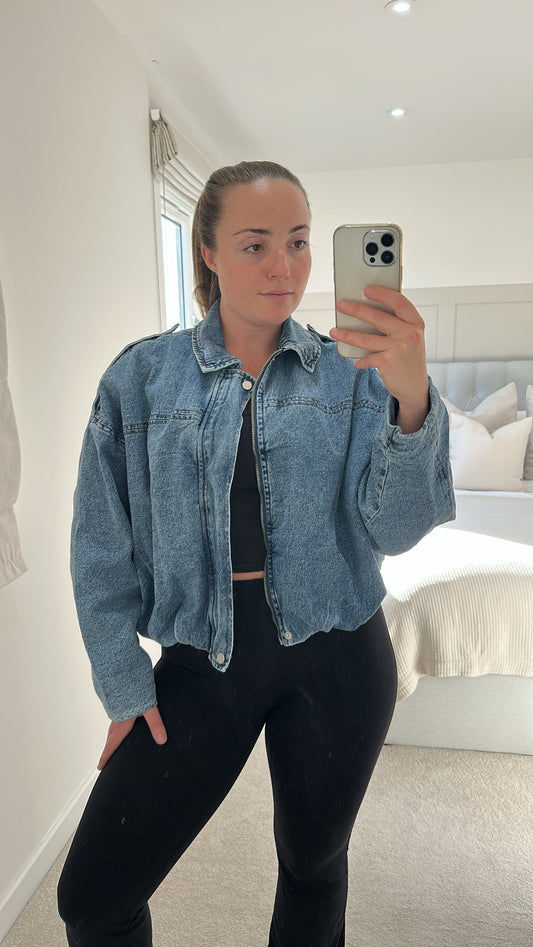 Oversized Bomber Denim Jacket