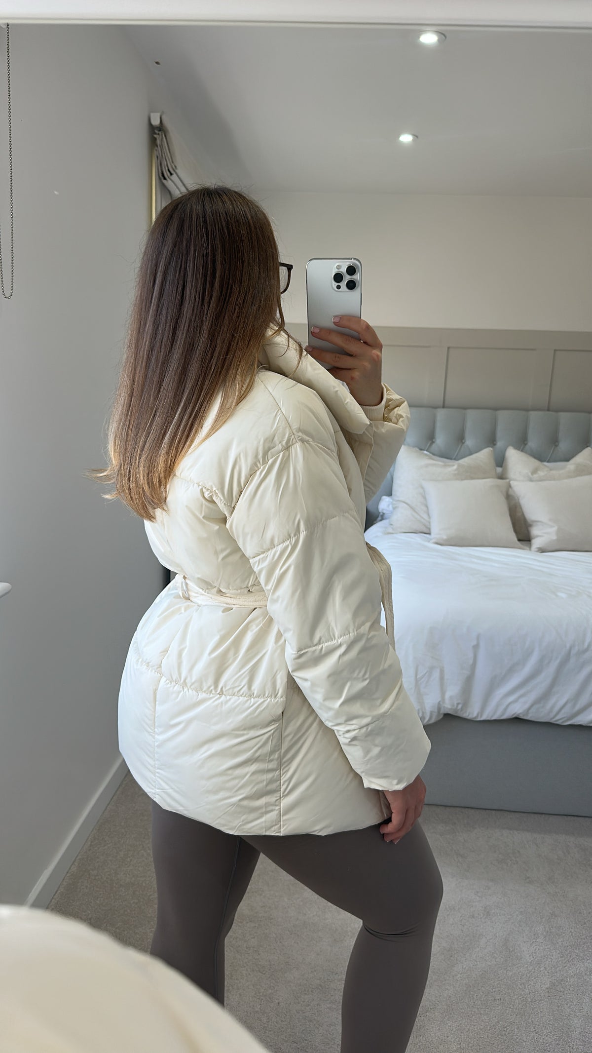 Belted puffer coat