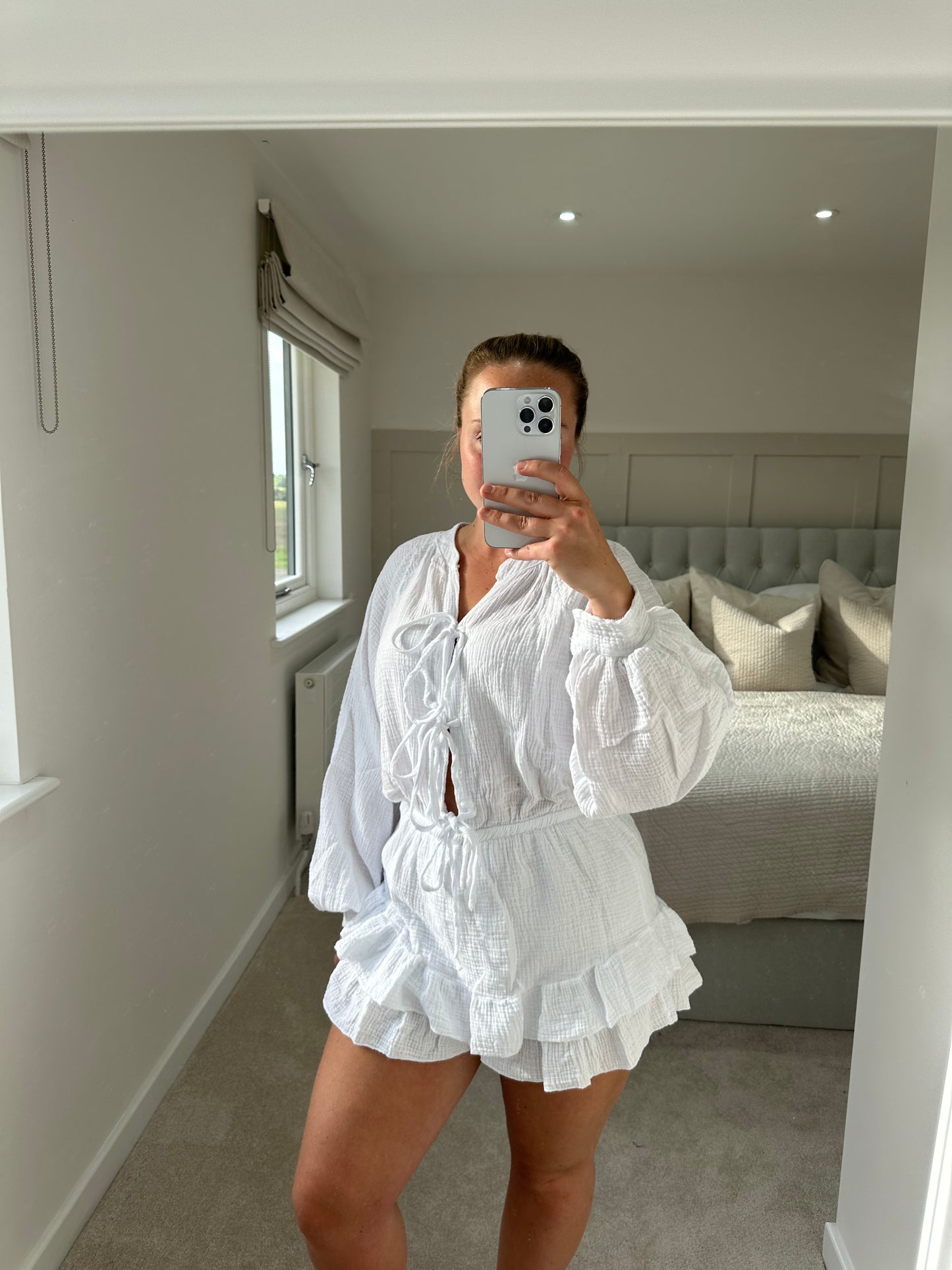 White cheesecloth playsuit