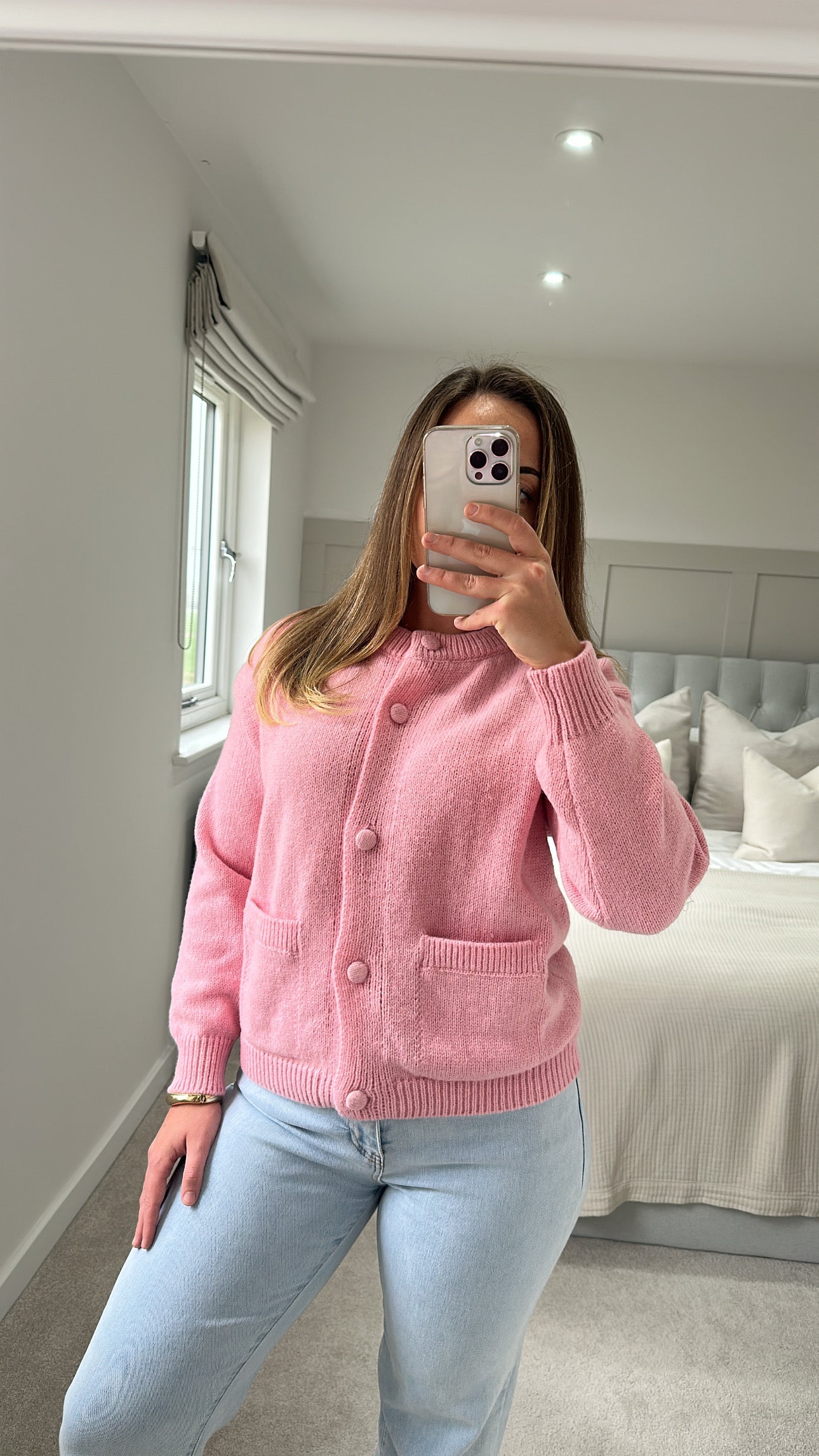 Pink button cardigan