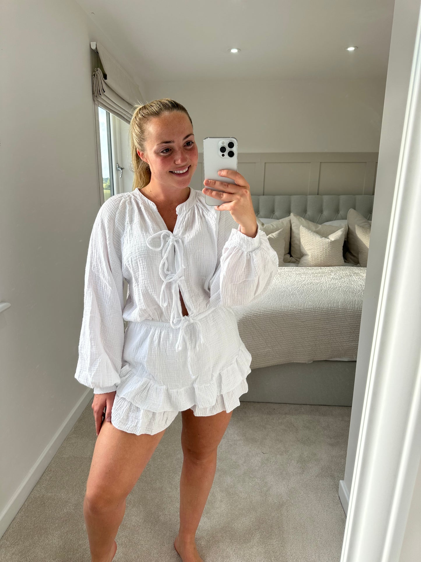 White cheesecloth playsuit