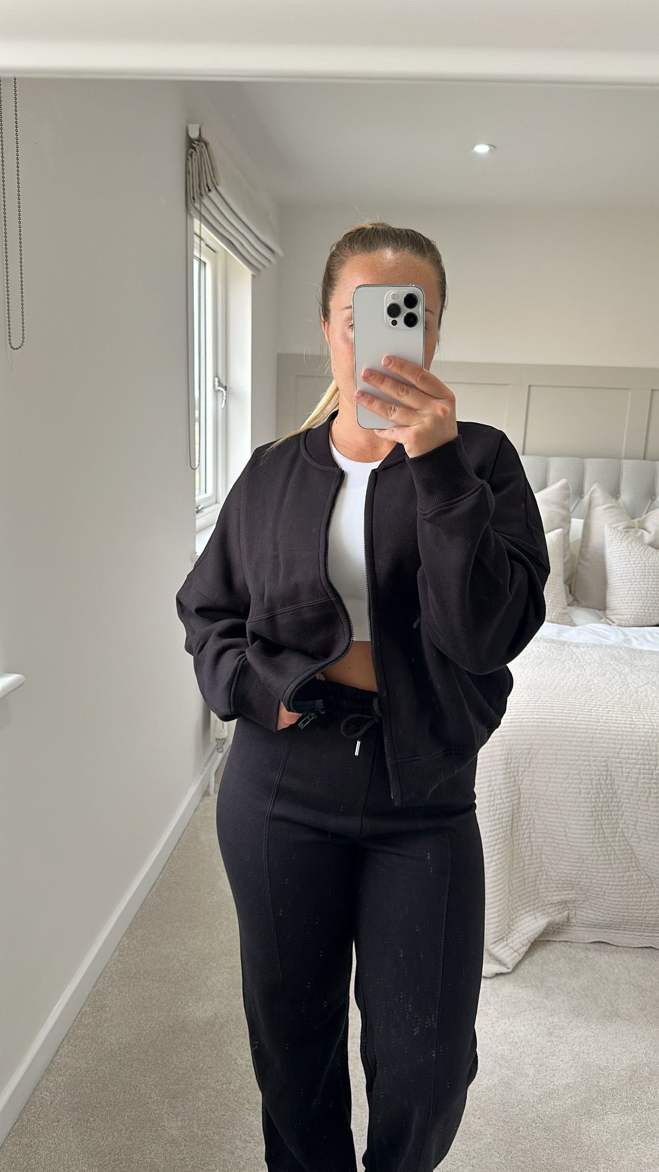 Black bomber oversized tracksuit new