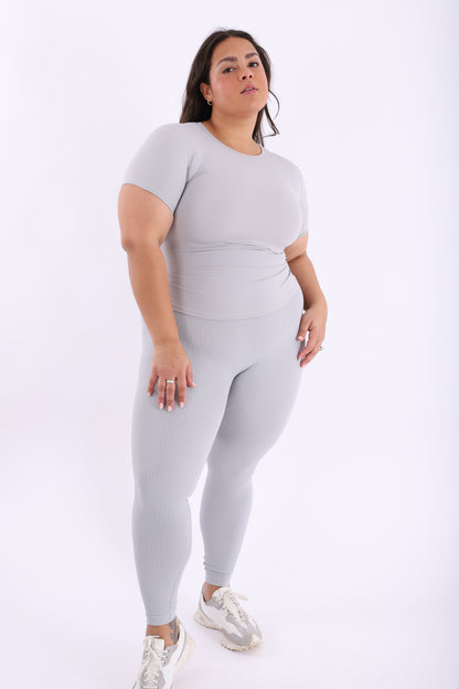 Light grey curve thick ribbed leggings