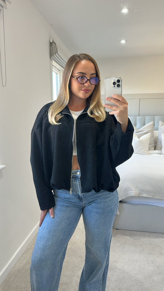 Black suede bomber jacket