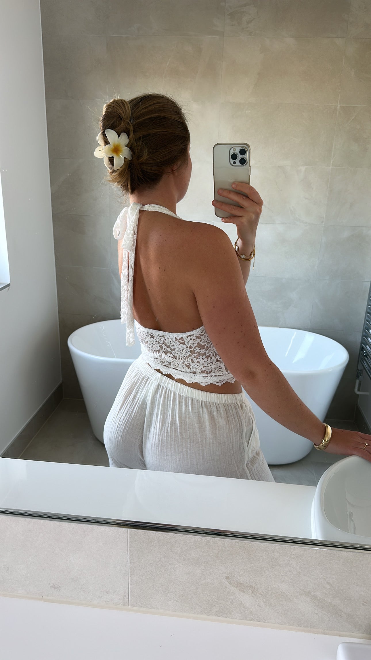 White halter lace top