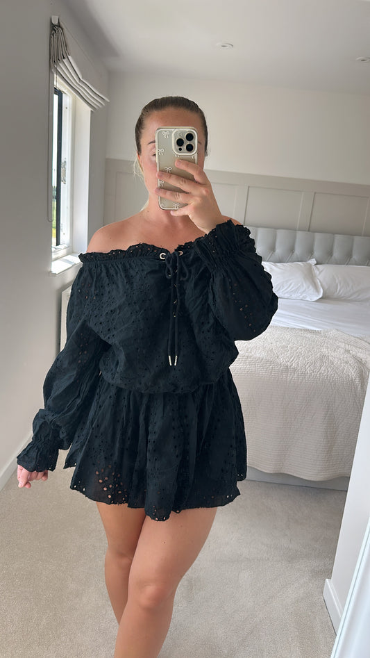 Black peony playsuit