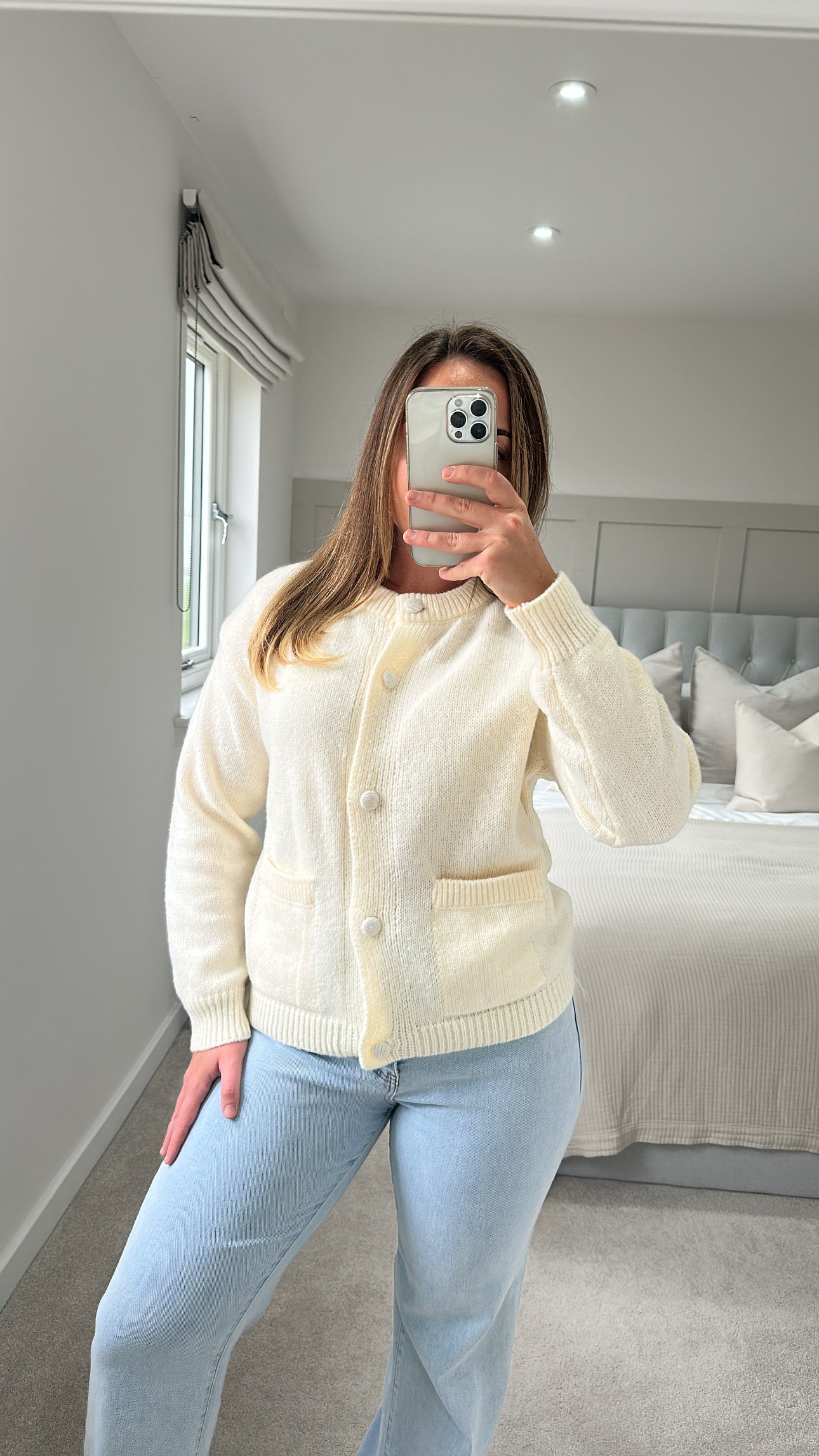 Cream button cardigan