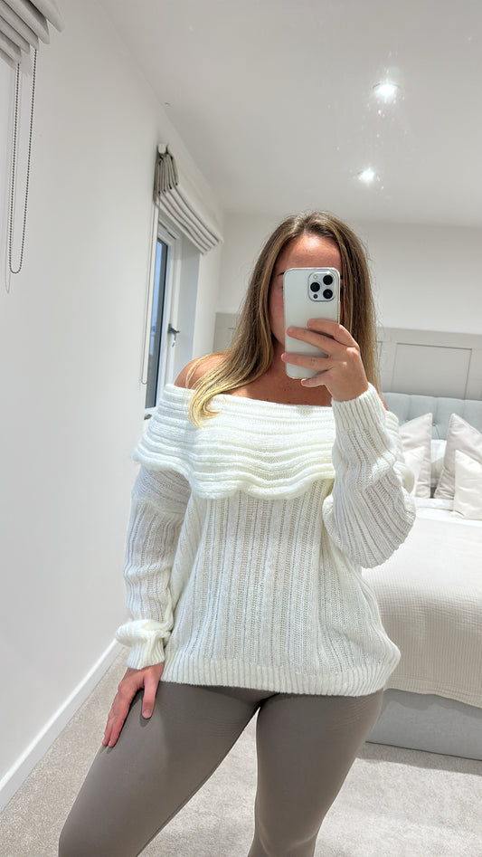 Cream cosy off the shoulder jumper
