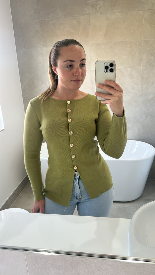 Gold Button Knit Top