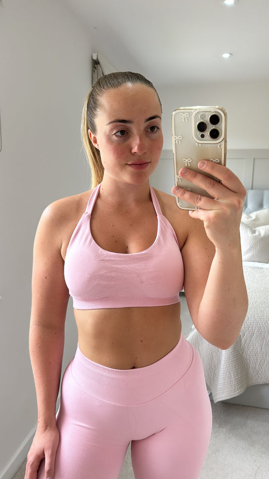 Pink sports bra