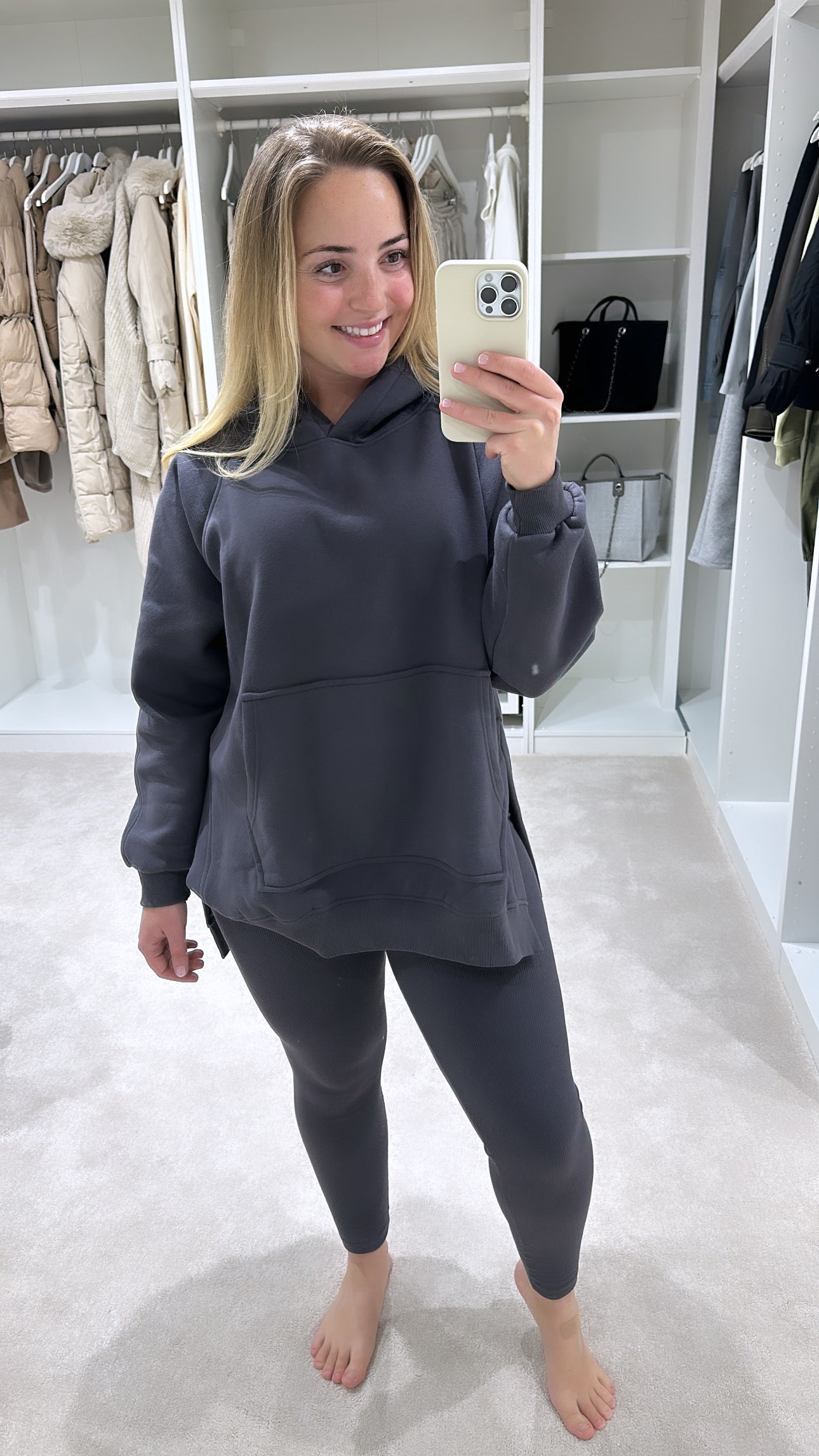 Charcoal grey oversized hoodie and matching leggings set