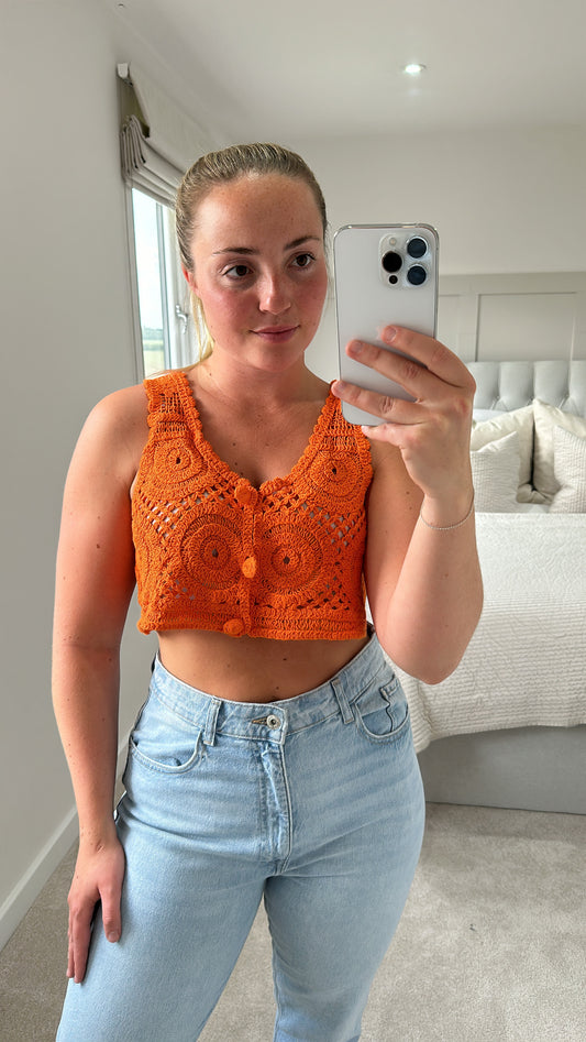 Orange crochet top