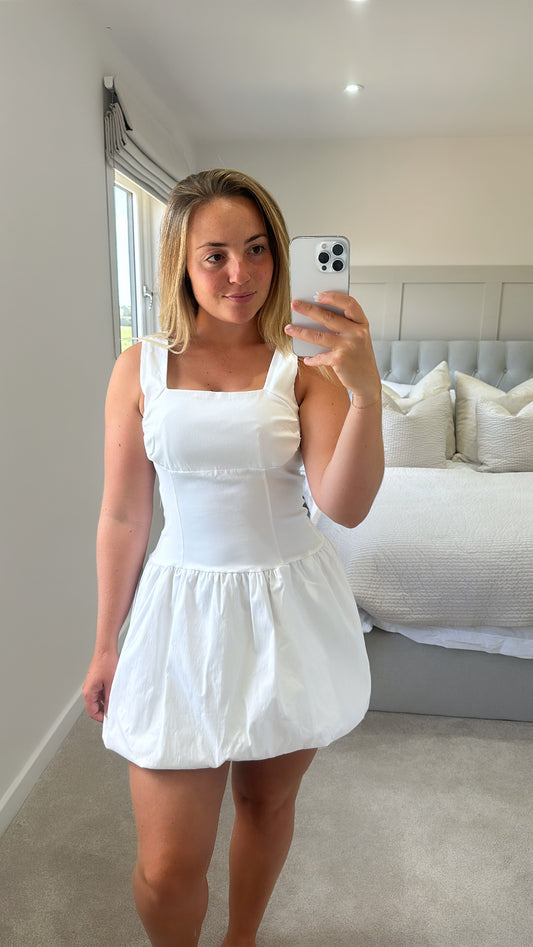 White structured mini dress