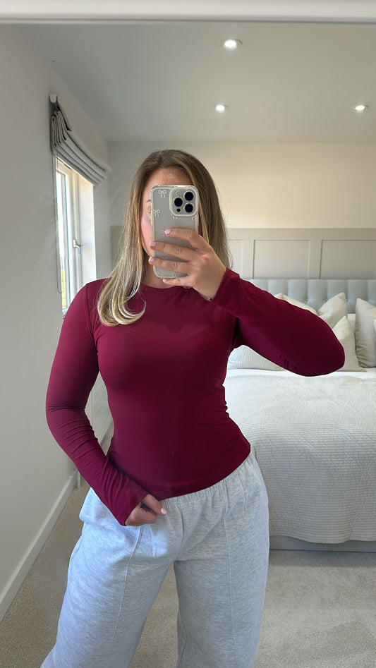 Burgundy soft buttery tee