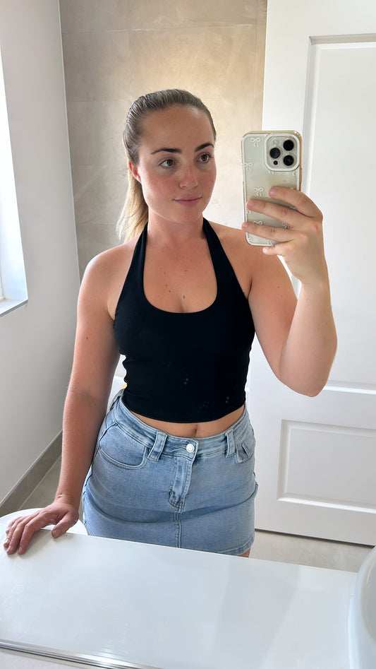 Black double lined basic halter top