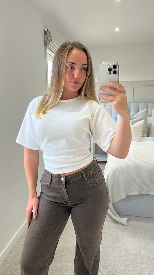 White cinched waist T-shirt