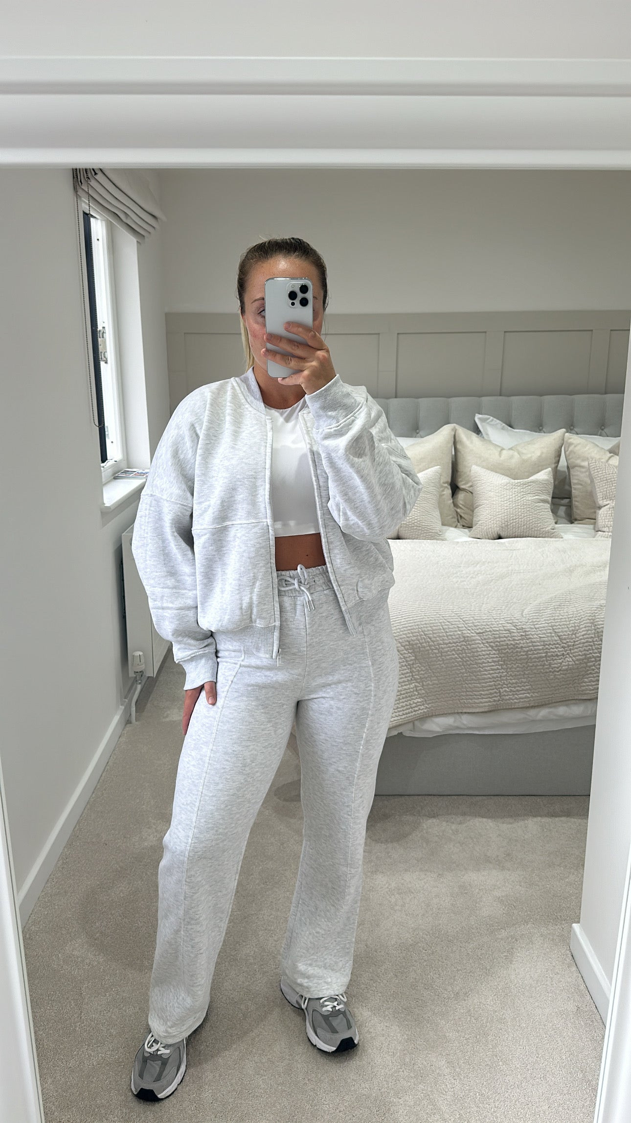 Light grey bomber jacket tracksuit