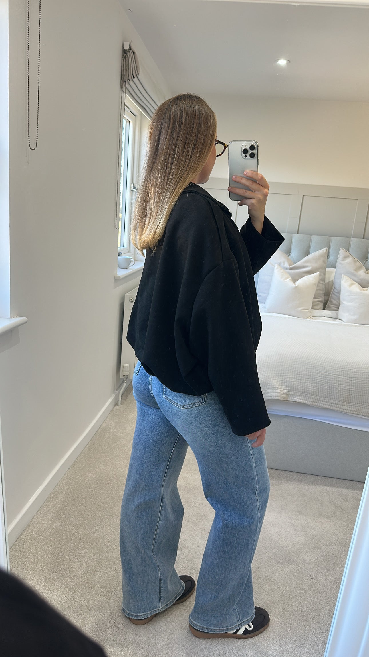 Black suede bomber jacket