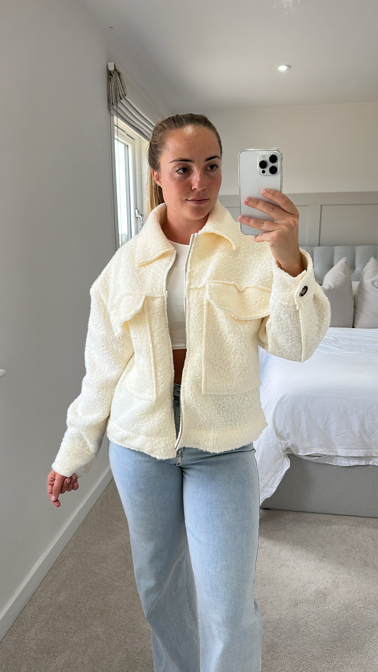 Cream teddy jacket
