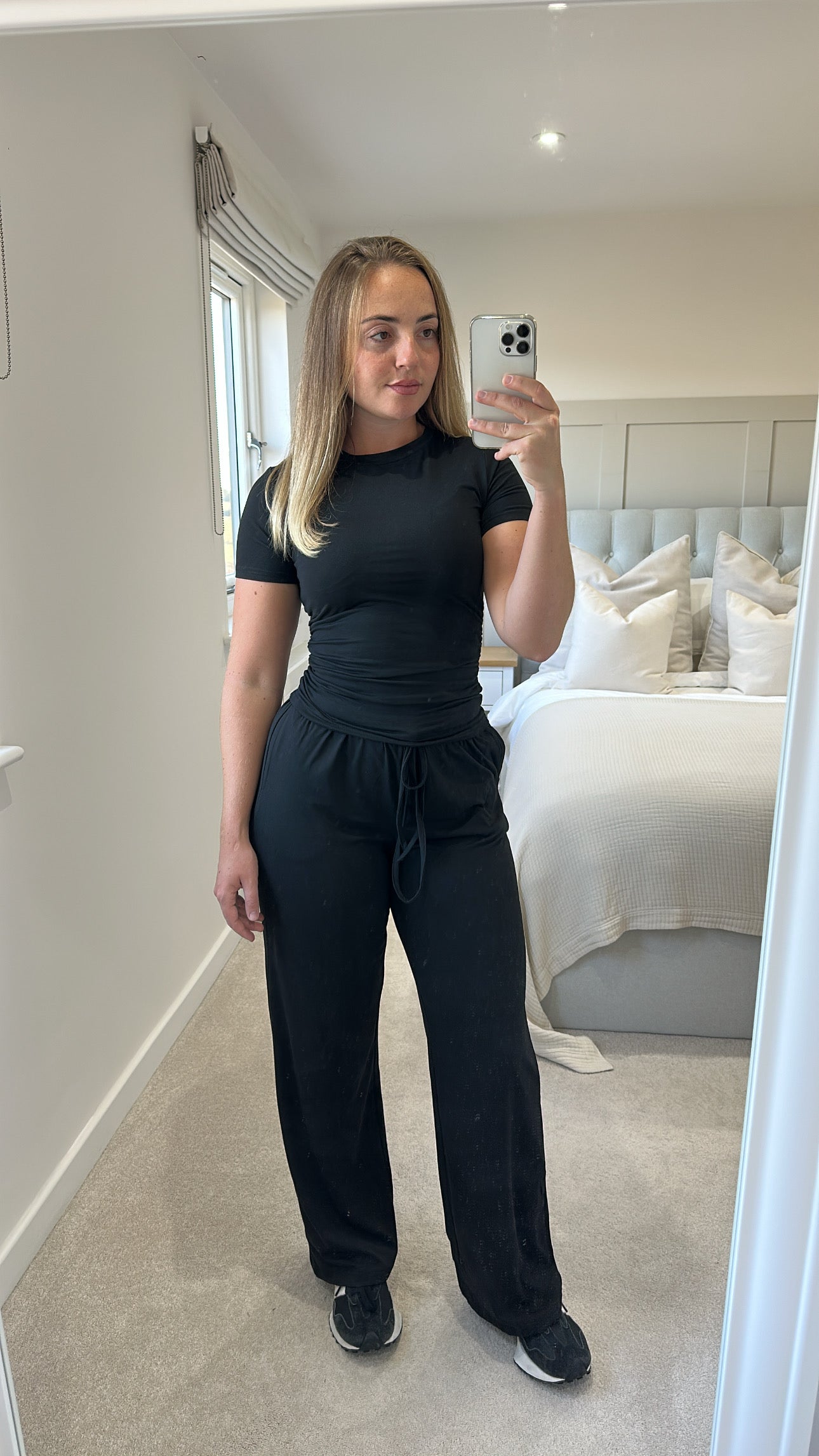 Black super soft stretchy basic loungeset