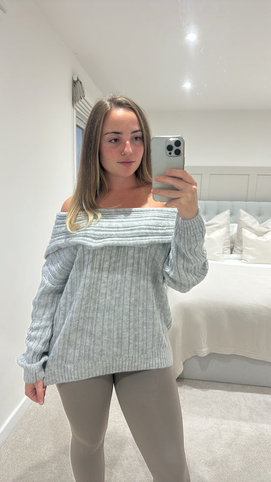Grey cosy off the shoulder jumper