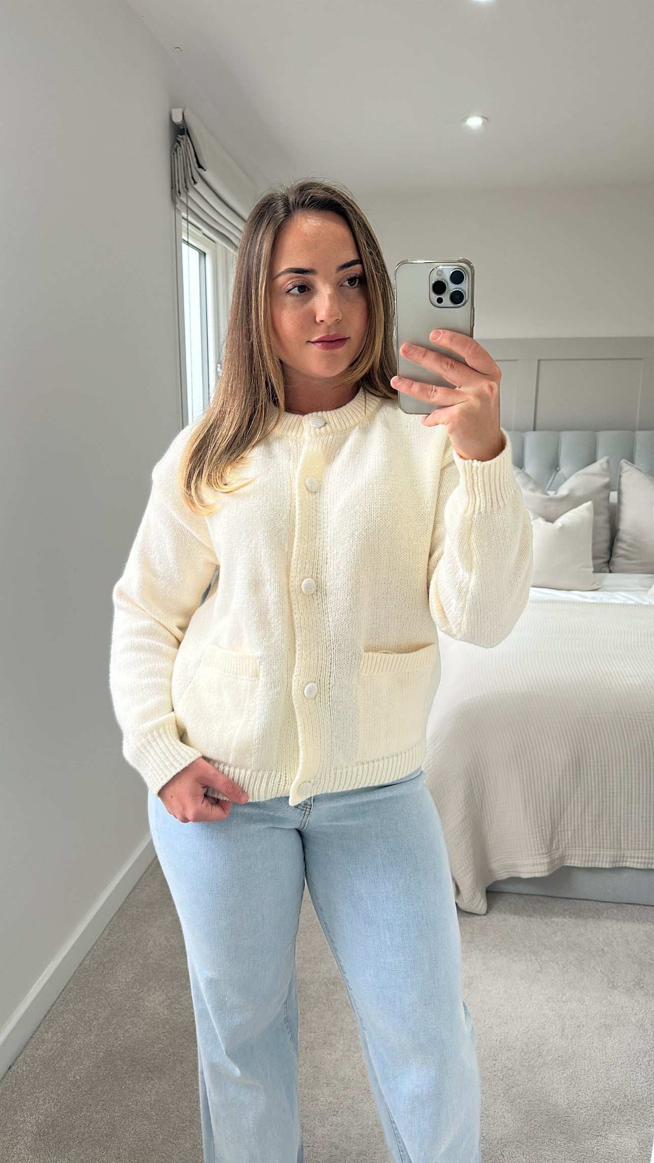 Cream button cardigan