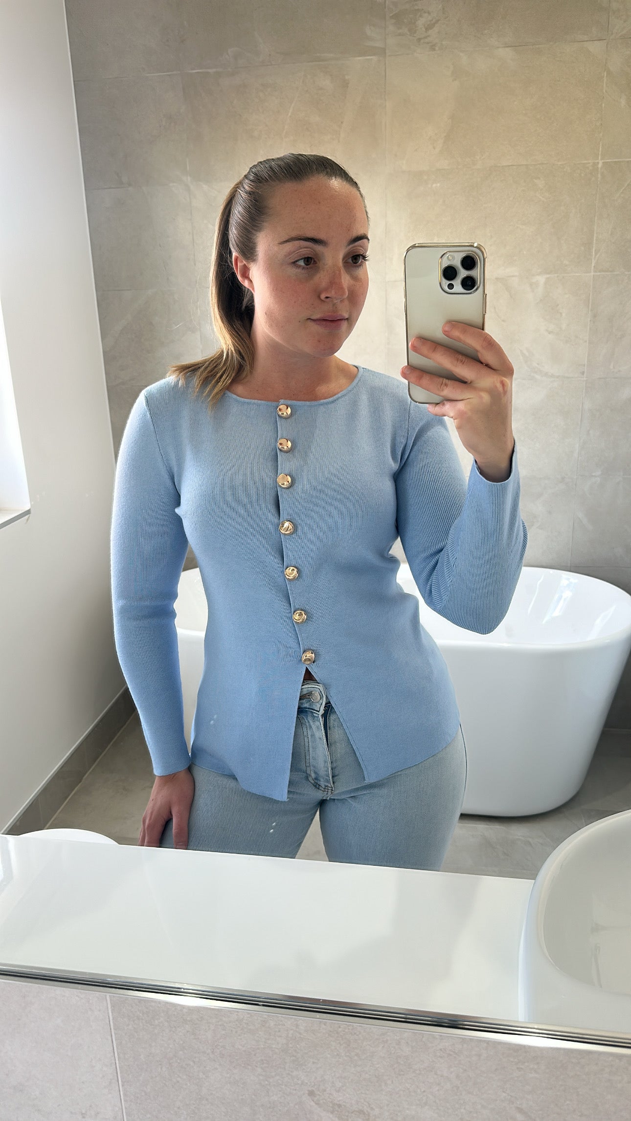 Gold Button Knit Top