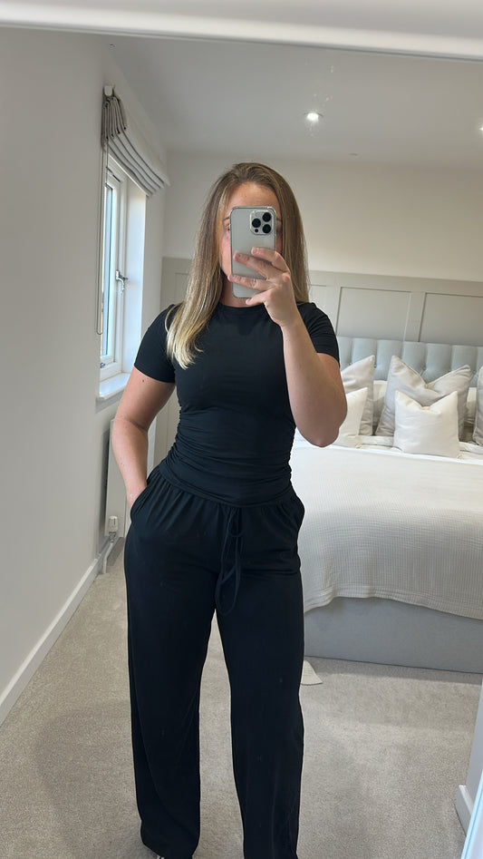 Black super soft stretchy basic loungeset