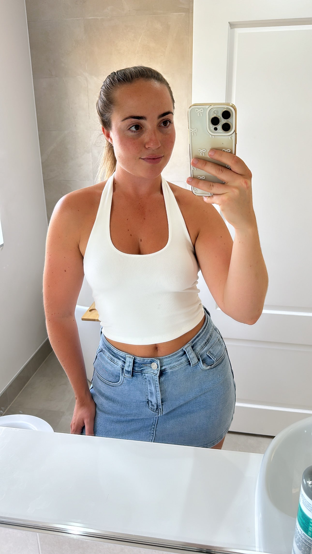 White double lined basic halter top