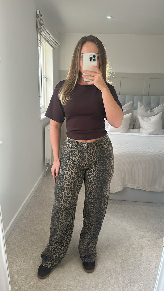 Leopard print super stretch jeans