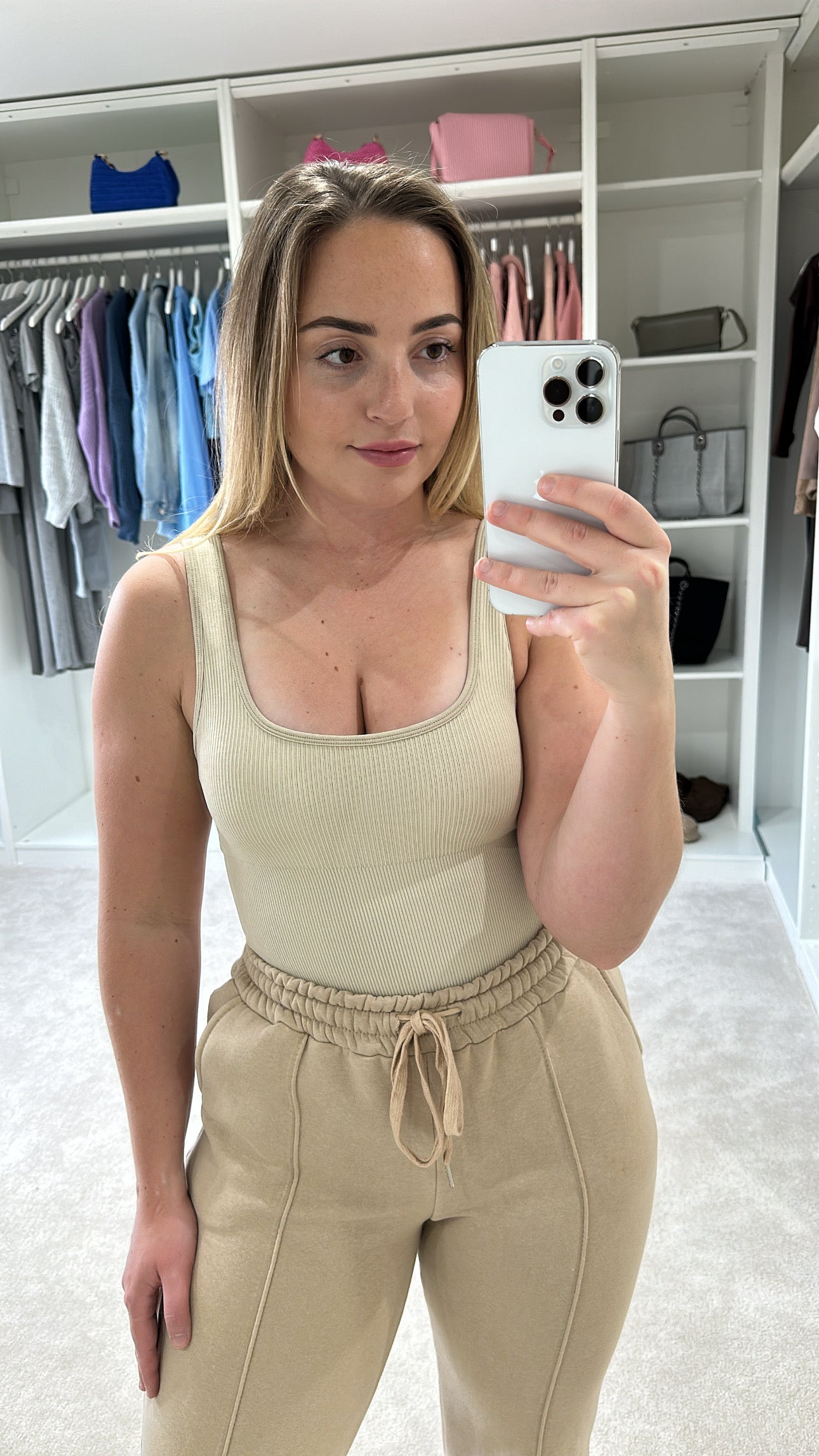Beige thick ribbed bodysuit