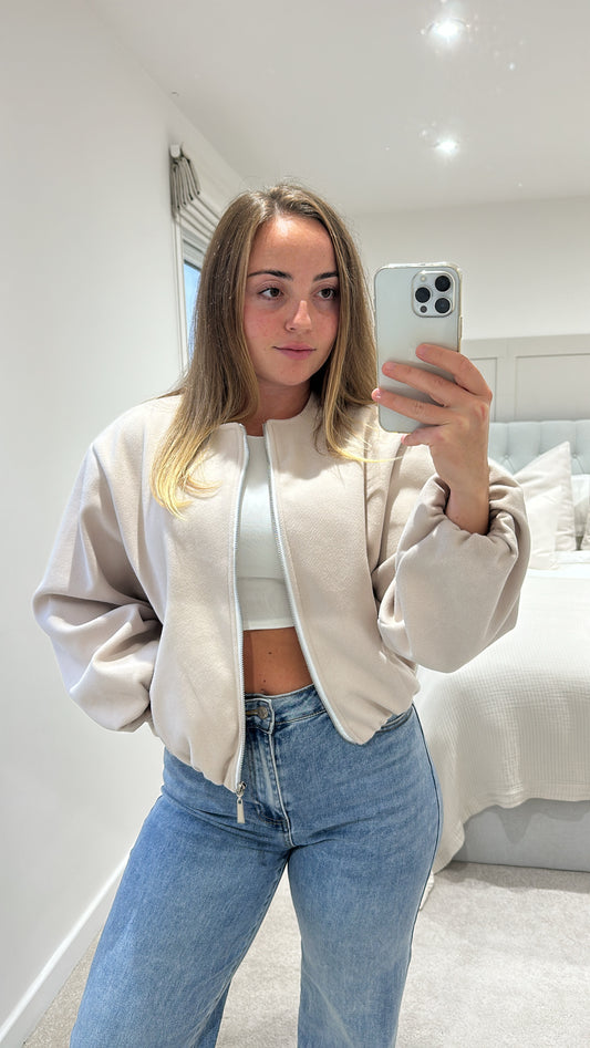 Beige bomber jacket