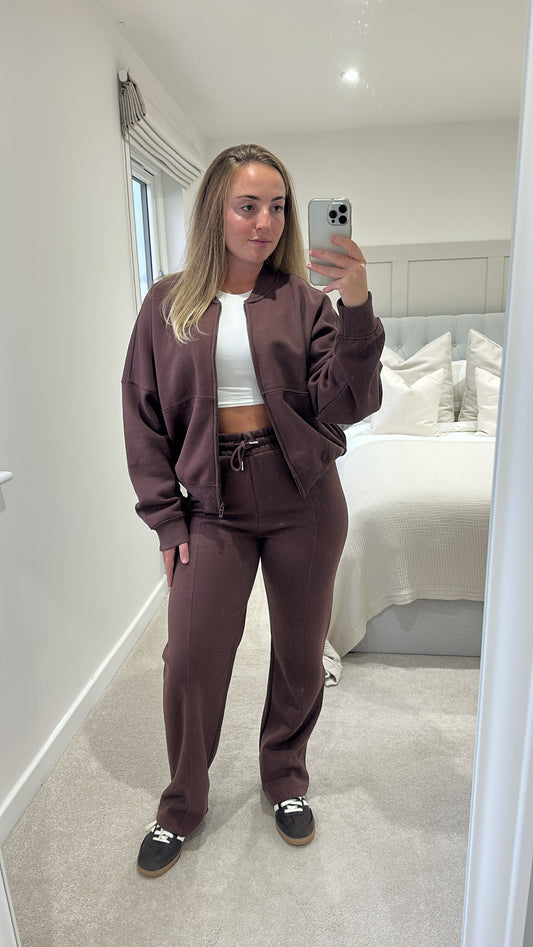 Brown bomber jacket tracksuit