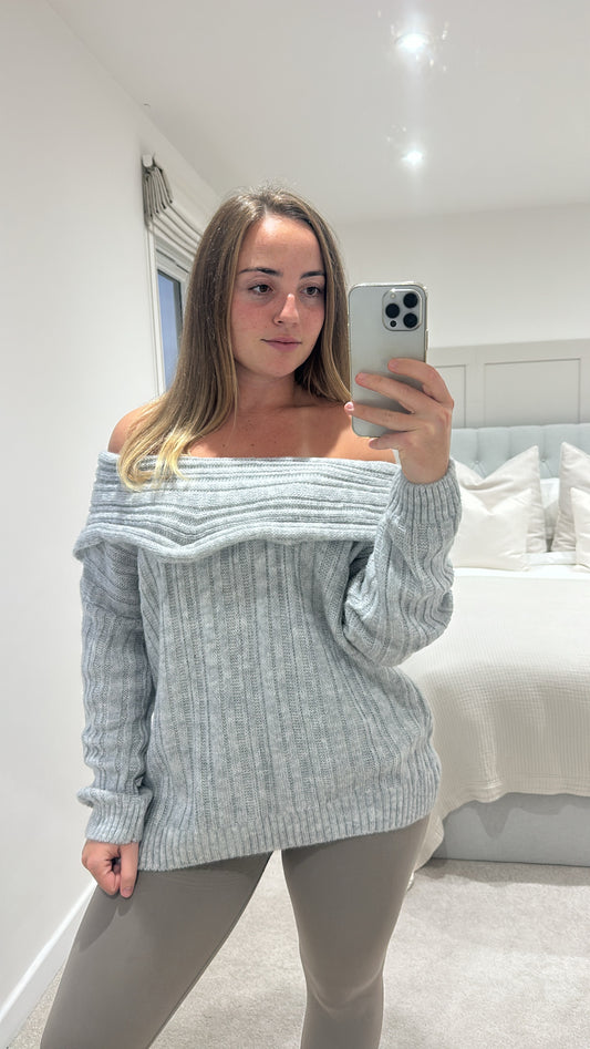 Grey cosy off the shoulder jumper