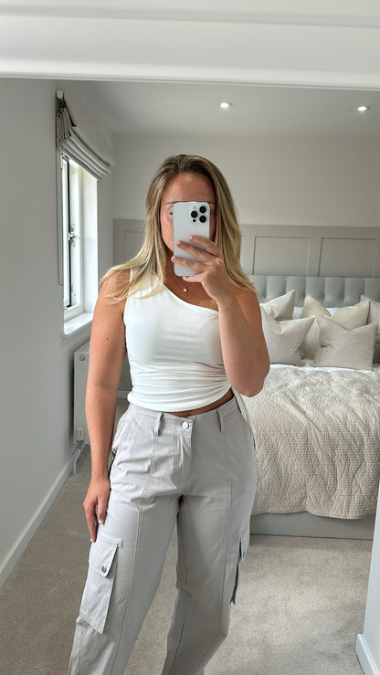 Grey cargo trousers