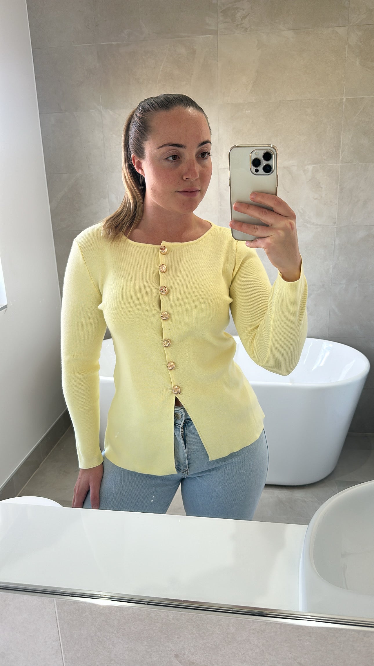 Gold Button Knit Top