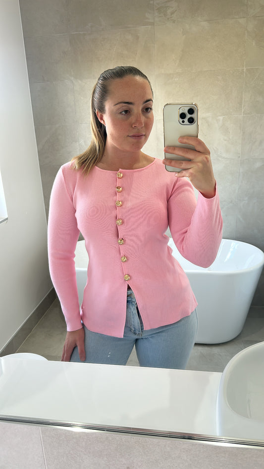 Gold Button Knit Top