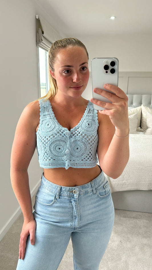 Baby blue crochet top