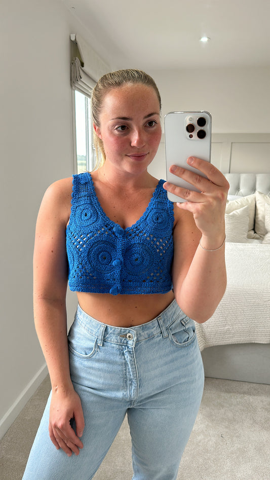 Royal blue crochet top