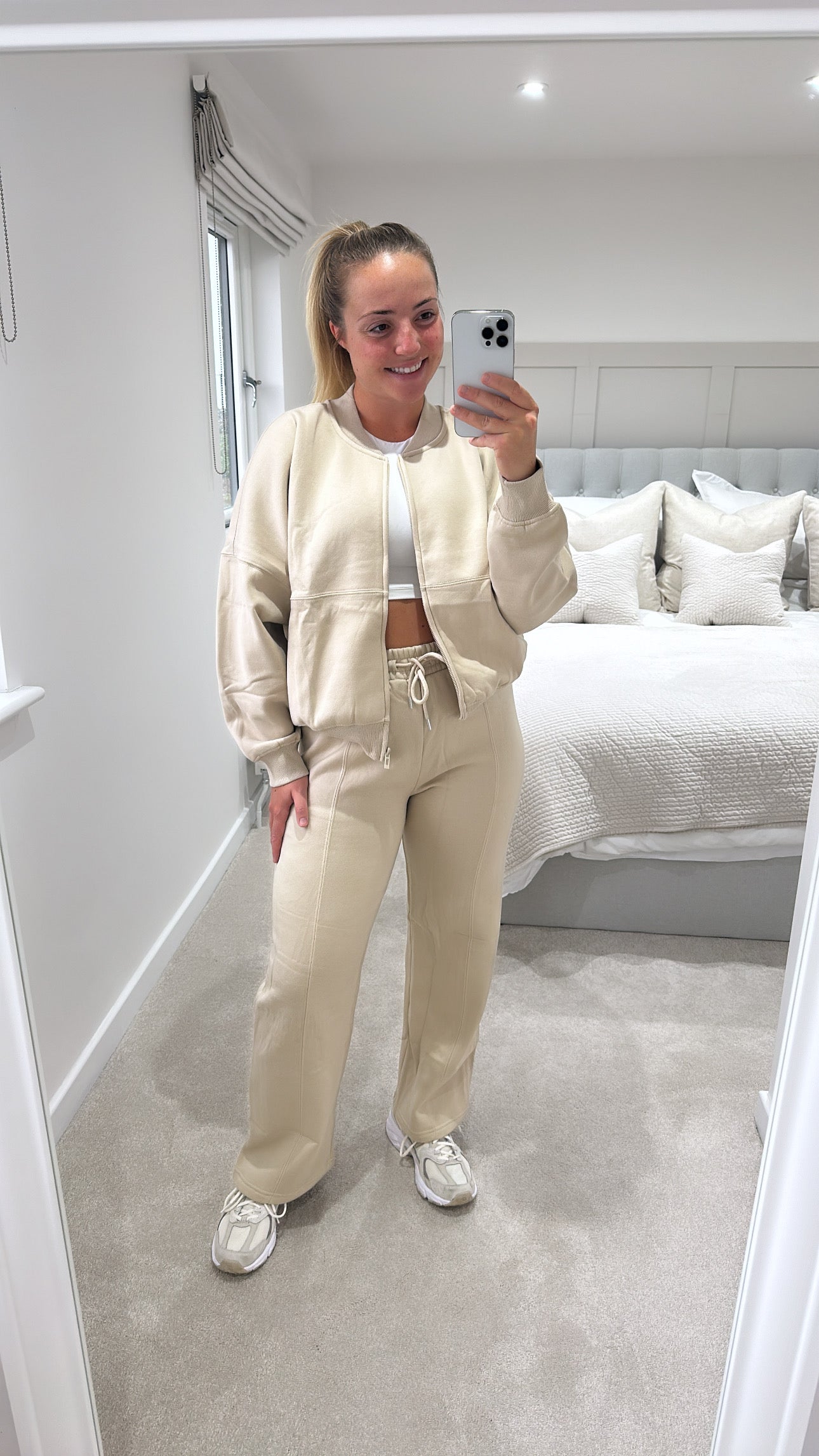 Oatmeal bomber jacket tracksuit