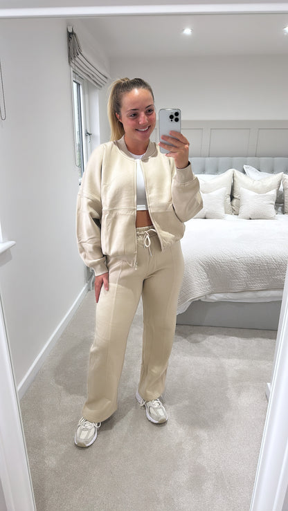 Oatmeal bomber jacket tracksuit