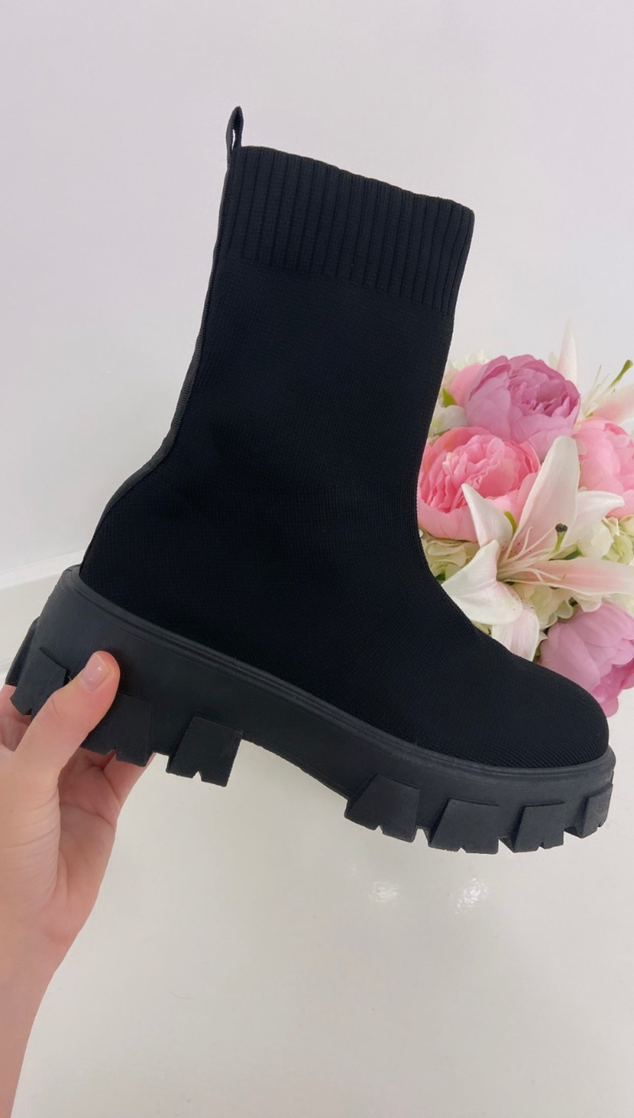Black sock boots
